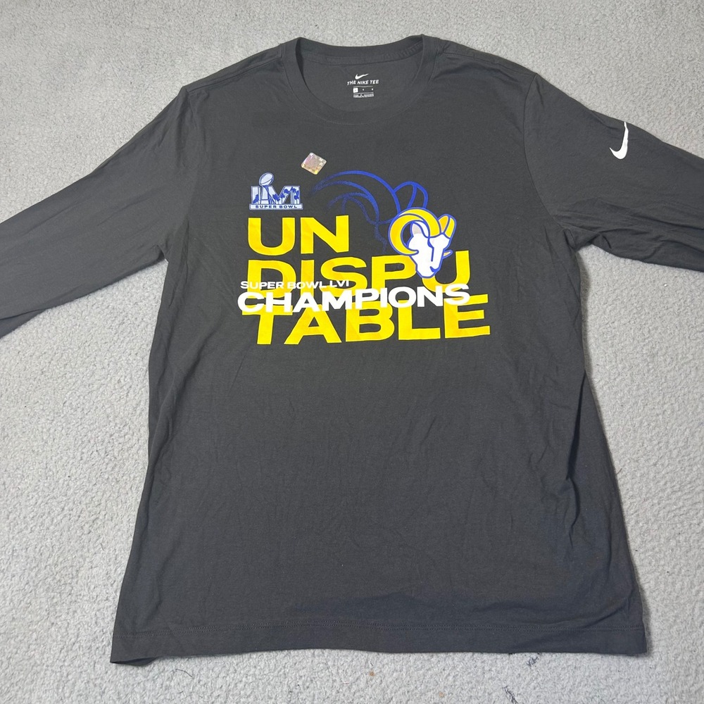 NEW Nike Los Angeles Rams Super Bowl LVI Champions Long Sleeve Mens Large Gray